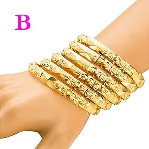 8Mm 6 Stks/partij Dubai Gouden Armbanden Voor Vrouwen Mannen 24K Kleur Ethiopische Armbanden Afrikaanse Sieraden Saudi Arabische Bruiloft bruid