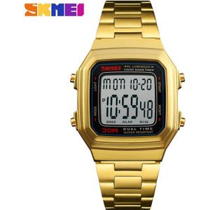 Skmei Sport Heren Horloges Digitale Horloge Countdown Waterdichte Rvs Led Horloges Relogio Masculino 1337