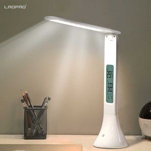 Led Bureaulamp Opvouwbare Dimbare Touch Tafellamp Met Kalender Temperatuur Wekker Tafel Light Night Lights Laopao