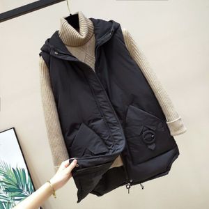 Vrouwen Winter Herfst Dikke Warme Mouwloze Vest Vrouwelijke Hooded Kraag Katoen Vesten Dames Koord Casual Donsjack Z217