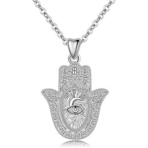 Eudora 925 Sterling Zilver Evil Eye Hamsa Hand Hanger Ketting Voor Mannen Vrouwen Angel Caller Fijne Sieraden Voor CYD312