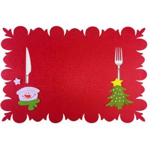 Cartoon Kerst Tafel Mat Kom Messen Vork Placemat Tafel Decor Voor Xmas Etentje