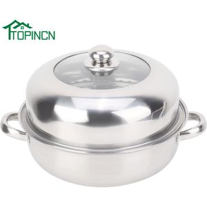 TOPINCN 28 CM Rvs Single Layer Soeppan Hotpot Voedsel Stoomboot Pot Kookgerei Huishoudelijke Koken
