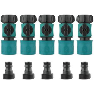 3/4 Inch Tuinslang Fitting Quick Connector Mannelijke En Vrouwelijke Set Met Afsluiter Schakelaar (5 Sets/ 10 Pack)