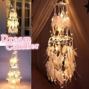 Dromenvanger Dream Chaser Led Licht Dubbeldeks Vintage Handgemaakte Creatieve Windgong Opknoping Party Bruiloft Decoratie Thuis