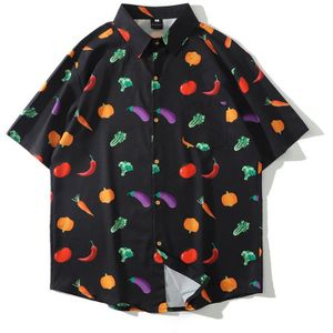 Groenten Gedrukt Shirts Mannen Hip Hop Oversized Streetwear Mannen Korte Mouw Zomer Harajuku Hawaiian Strand Shirts Tops