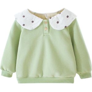 Baby Meisjes Sweatshirt Klassieke Delicate Baby Meisjes Lange Mouw Lotus Kraag Dot Fleece Warm Winter Mooie Sweater