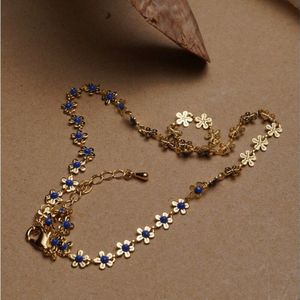 Metalen Blauwe Bloem Vrouwen Hanger Ketting Mode Vrouwelijke Choker Kettingen Sieraden Eenvoudige Dames Pentagon-Ster Sieraden