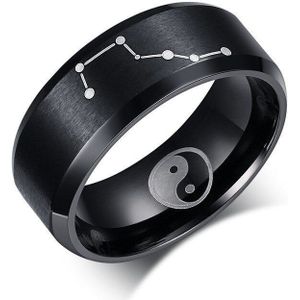 Zorcvens Zwart 316L Rvs Big Dipper Ringen Voor Man Mode Taoïsme Tai Chi Yin Yang Sieraden