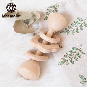 Let'S Maken 1pc Kegel Type Beuken Houten Baby Rammelaar Baby Rammelaars Wieg Mobiles Hout Baby Bpa Gratis Baby Bijtring speelgoed Baby Rammelaar