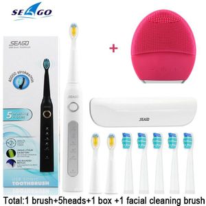 Sonic Elektrische Tandenborstel SG-507 Volwassen Timer Tanden Whitening Brush 5 Modus USB Oplaadbare Tand Borstels Vervanging Heads