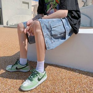 Leesbaar Zomer Straight Broek Mannen Toevallige Losse Denim Shorts Mannelijke Elastische Taille Korte Voor Man