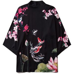 Dark Icoon Drie Kwart Mouw Kimono Mannen Open Stitch Dunne Materiaal Zon Proof Heren Jas Uitloper Kleding