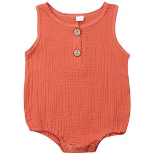 Baby jongen Meisje kleding wit orange lijn katoen knop Romper Jumpsuit Voor kid Kleding peuter kinderen Pasgeboren