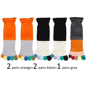5 Paren/partij Sokken Met Tenen Katoen Vergelijken Kleur Grote Gestreepte Japanse Stijl Anti-Bacteriële Ademende Harajuku Vijf Vinger Sokken