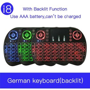 Duitse I8 Backlight Mini Draadloze Toetsenbord Deutsch 2.4Ghz Met Touchpad Muis Voor Raspberry Pi 3 Rpi 2 Mini Pc smart Tv Android