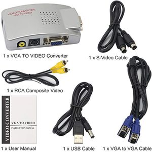 1080P Vga Naar Rca Adapter Composite Av S-Video Naar Vga Converter Voor Hdtv Monitor Laptop Desktop Pc