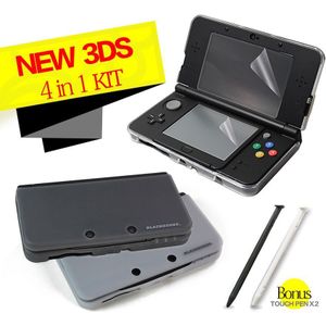 Game accessoires voor Nintendo 3DS (een zachte siliconen case met zwart of terwijl optie + een screen protector + twee stylus)