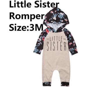 Casual Kids Baby Meisjes Zus Match Bloemen Kleding Lange Mouwen Brief Hooded Tops Jumpsuit Warme Herfst Winter Outfits 0-6Y