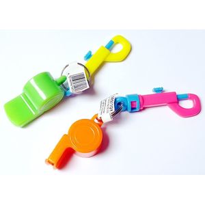 12 st Fluitje met Plastic DRAAIBARE CLIP Karabijnhaak Sleutelhanger sleutel Sport Pak Jogging Verjaardagsfeestje Favour Pinata Tas Filler