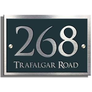 Huis nummer 200x140mm Trafalgar Antraciet Grijs Huisnummer Plaque Deur teken