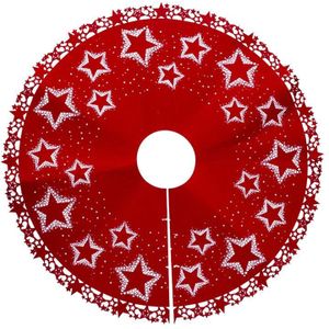 1Pc 100Cm Kerstboom Rok Kerstboom Base Non-woven Print Star Patroon Vilt Mat Decoratie Schort voor Thema Party