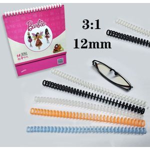 12mm losbladige Binding Strip Verwijderbare Plastic YO Coil Binding Ring 3: 1 kalender Ring Kleur Binding Rubber Ring Binder Ringen