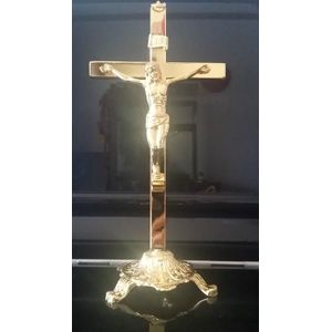 Katholieke Christelijke Heilige Kruis Van Jezus Handel Plated Heldere Gouden Kruisbeeld Hanger Ornamenten