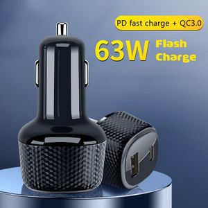 63W Quick Charge 3.0 Usb Pd Autolader Voor Iphone Xiaomi Huawei Samsung Notebook Tablet Snel Opladen Type C PD3.0 Auto-Oplader