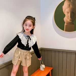 Herfst Meisjes Met Lange Mouwen Katoenen Blouses Kinderkleding Meisjes Prinses Kanten Kraag Blouse