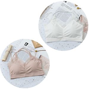 2Pcs Lce Zijde Traceless Mooie Terug Jarretel Beha Sexy Kant Student Meisje Verpakt Beha Ondergoed Vrouwelijke