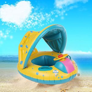 Baby Zwembad Float Zonnescherm Opblaasbare Zwemmen Water Boot Verstelbare Luifel Autostoeltje Voor 6-36 Maanden Kids Peuters