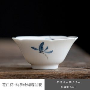 2 Stk/set 55Ml Hand Geschilderd Vlinder Orchidee Keramische Theekopje Drinkbeker Master Cup Huishouden Kung Fu Thee Mok Set theewaar Ceremonie