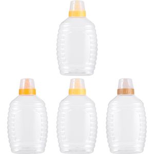 4 Stuks Transparant Plastic Honing Fles Voedsel Verpakking Fles Honing Pot Met Deksel Honing Fles Jam Container Voor Thuis (1000G Capaci