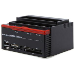 SATA USB2.0 Kaartlezer All In 1 HDD Docking Station Externe HDD Box 2.5 &quot;3.5&quot; IDE Twee Externe Opslag Behuizing voor Computer
