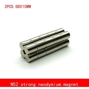 2 STKS D8 * 10mm ronde N52 Sterke magnetische kracht zeldzame aarde Neodymium magneet N52 diameter 8X10 MM