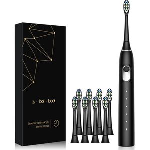 [Zs] Rustig Sonic Draadloze Base IPX7 Waterdichte 5 Modi Acoustic Wave Elektrische Tandenborstel Zachte Haren Met 8 Vervanging heads