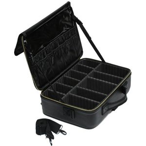 Pu Lederen Cosmetische Zak Gouden Rits Make Up Box Grote Capaciteit Opslag Handtas Reizen Insert Toilettas Make-Up Koffer
