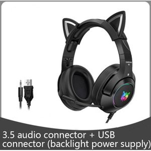 Rgb Gaming 7.1 Stereo Hoofdtelefoon Roze Headset Verwijderbare Kat Oor Bedrade Usb Met Microfoon Ruisonderdrukking Voor PS4/Xbox een Leuke Meisje