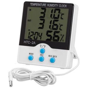 Junejour Lcd Digitale Temperatuur Vochtigheid Meter Thuis Indoor Outdoor Hygrometer Thermometer Weerstation Met Klok 1 Pc