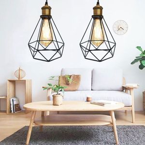 Metalen Hanglamp Schaduw Plafond Industriële Geometrische Draad Kooi Lampenkap Lamp Zonder Lamp