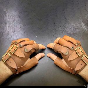 Middeleeuwse Steampunk Lederen Handschoenen Battler Full Contact Strijd Larp Arm Guard Armor Vikings Accessoire Kostuum Voor Mannen Vrouwen