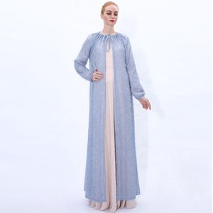 Veer Kwasten Koord Hals Open Voorzijde Abaya Kimono Gewaad Vest Zomer Vrouwen Moslim Jurk Lange Mouwen Dubai Turkije
