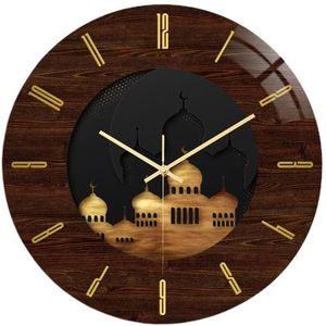 Moslim Eid Al-Fitr Wandklok Acryl Vintage Ronde Klok Thuisgebruik Slaapkamer Woonkamer Art Clock Te lezen Klok
