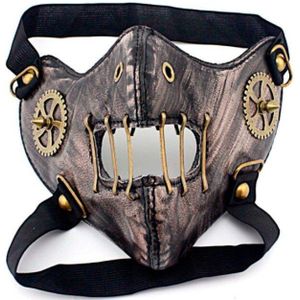 Steam Punk Gear Maskers Gothic Punk Accessoire Night Club Masker Prestaties Maskers Hip Pop Bruin Gearwheel Klinknagel Masker