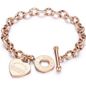 Titanium Stalen Ketting Armbanden Voor Vrouwen Rose Gold Hart Brief Armbanden Vrouwen Accessoires Armbanden Sieraden Armband Party