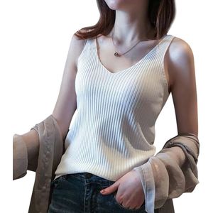 Vrouwen Mode Effen Kleur V-hals Mouwloze Herfst Gebreide Vest Top Dames Slim Dieptepunt Shirts Ropa Mujer