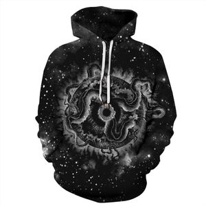 Vrouwen/mannen Sport Truien Galaxy Octopus 3D Print Pocket Tops Jas Losse Sweatshirt Lange Mouwen Running Hooded truien