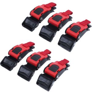 6X Plastic Motorhelm Snelheid Clip Kinband Quick Release Pull Gesp Zwart + Rood