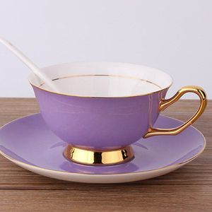 Kerstpakketten Goud Afternoon Tea Cup Schotel Set Koffie Kopje Thee Pot Set Thee Dienblad Bruidsmeisje Koffiekopje